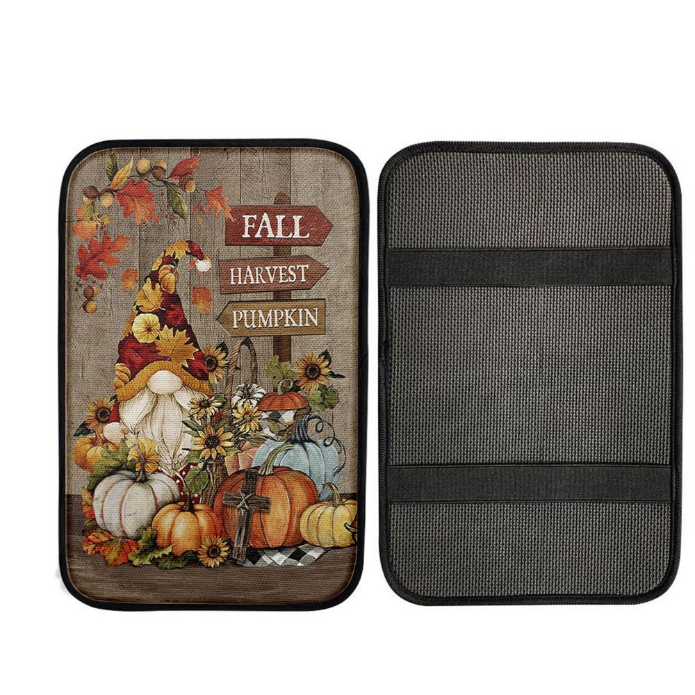 Autumn Season Pumpkin Autumn Leaves Fall Harvest Pumpkin Car Center Console Cover, Religious Car Armrest Accessories