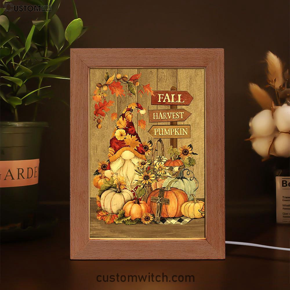 Autumn Season Pumpkin Autumn Leaves Fall Harvest Pumpkin Frame Lamp Art - Christian Night Light - Bible Verse Wooden Lamp