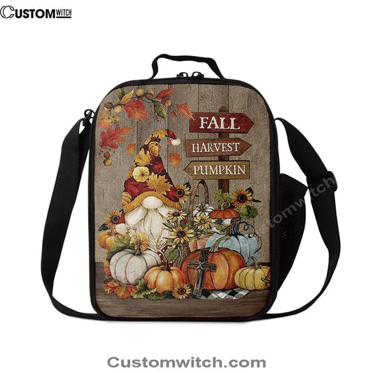Autumn Season Pumpkin Autumn Leaves Fall Harvest Pumpkin Lunch Bag, Christian Lunch Bag For School, Picnic, Religious Lunch Bag