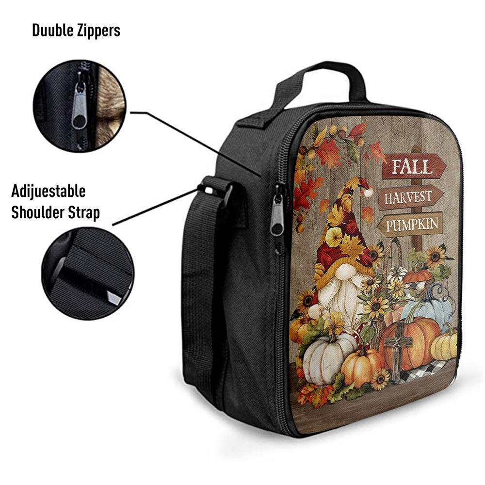 Autumn Season Pumpkin Autumn Leaves Fall Harvest Pumpkin Lunch Bag, Christian Lunch Bag For School, Picnic, Religious Lunch Bag