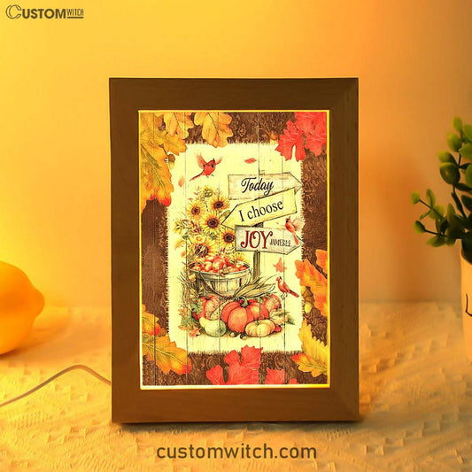 Autumn Season Red Cardinal Pumpkin Sunflower Frame Lamp - Today I Choose Joy Frame Lamp Art - Christian Night Light