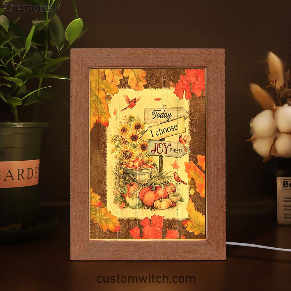 Autumn Season Red Cardinal Pumpkin Sunflower Frame Lamp - Today I Choose Joy Frame Lamp Art - Christian Night Light