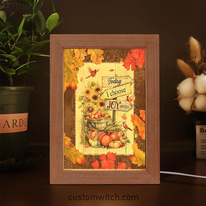 Autumn Season Red Cardinal Pumpkin Sunflower Frame Lamp - Today I Choose Joy Frame Lamp Art - Christian Night Light