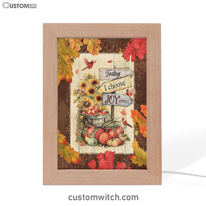 Autumn Season Red Cardinal Pumpkin Sunflower Frame Lamp - Today I Choose Joy Frame Lamp Art - Christian Night Light