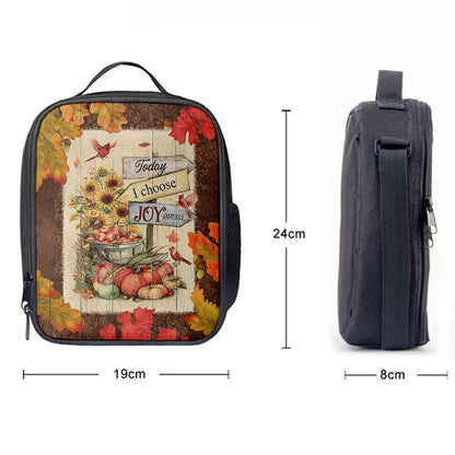 Autumn Season Red Cardinal Pumpkin Sunflower Lunch Bag, Christian Lunch Bag For School, Picnic, Religious Lunch Bag