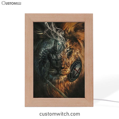 Awesome Warrior And Lion Frame Lamp Art - Christian Home Decor - Religious Art
