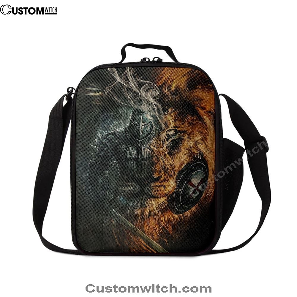 Awesome Warrior And Lion Lunch Bag, Christian Lunch Bag For School, Picnic, Religious Lunch Bag