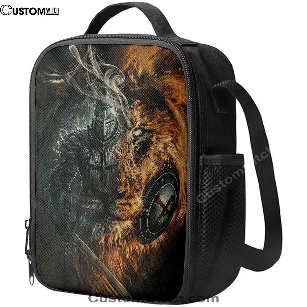 Awesome Warrior And Lion Lunch Bag, Christian Lunch Bag For School, Picnic, Religious Lunch Bag