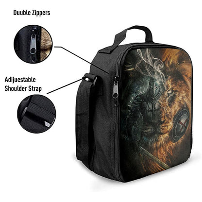 Awesome Warrior And Lion Lunch Bag, Christian Lunch Bag For School, Picnic, Religious Lunch Bag