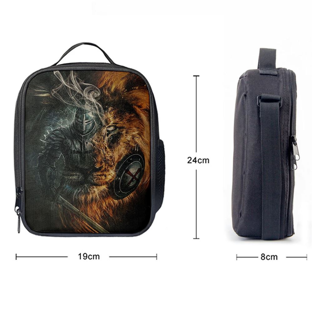 Awesome Warrior And Lion Lunch Bag, Christian Lunch Bag For School, Picnic, Religious Lunch Bag