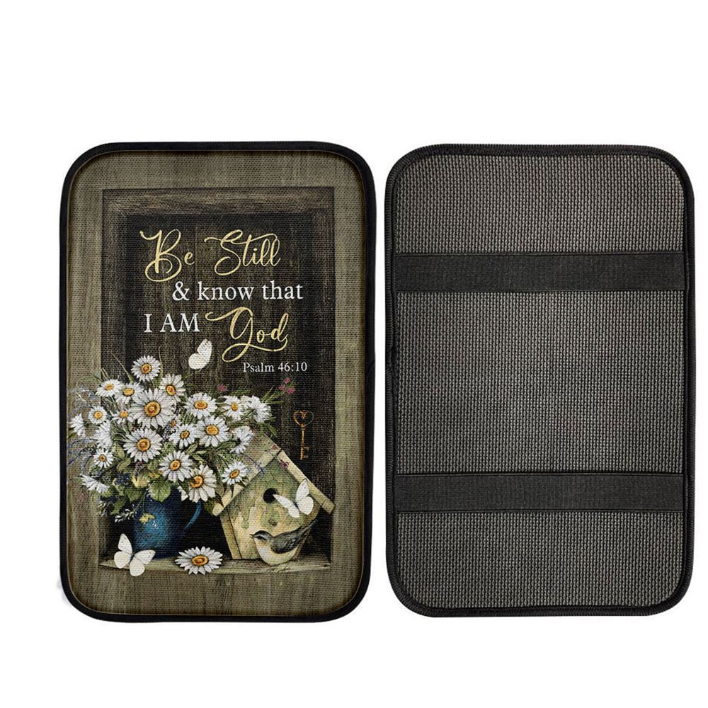 Baby Daisy Be Still And Know That I Am God Car Center Console Cover, Religious Car Armrest Accessories