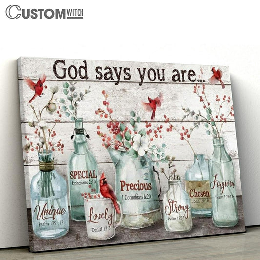 Baby Flower Cardinal Crystal Vase God Says You Are Canvas Poster
