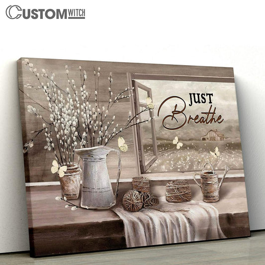 Baby Flower Rope Just Breathe Canvas Wall Art - Bible Verse Canvas - Religious Prints