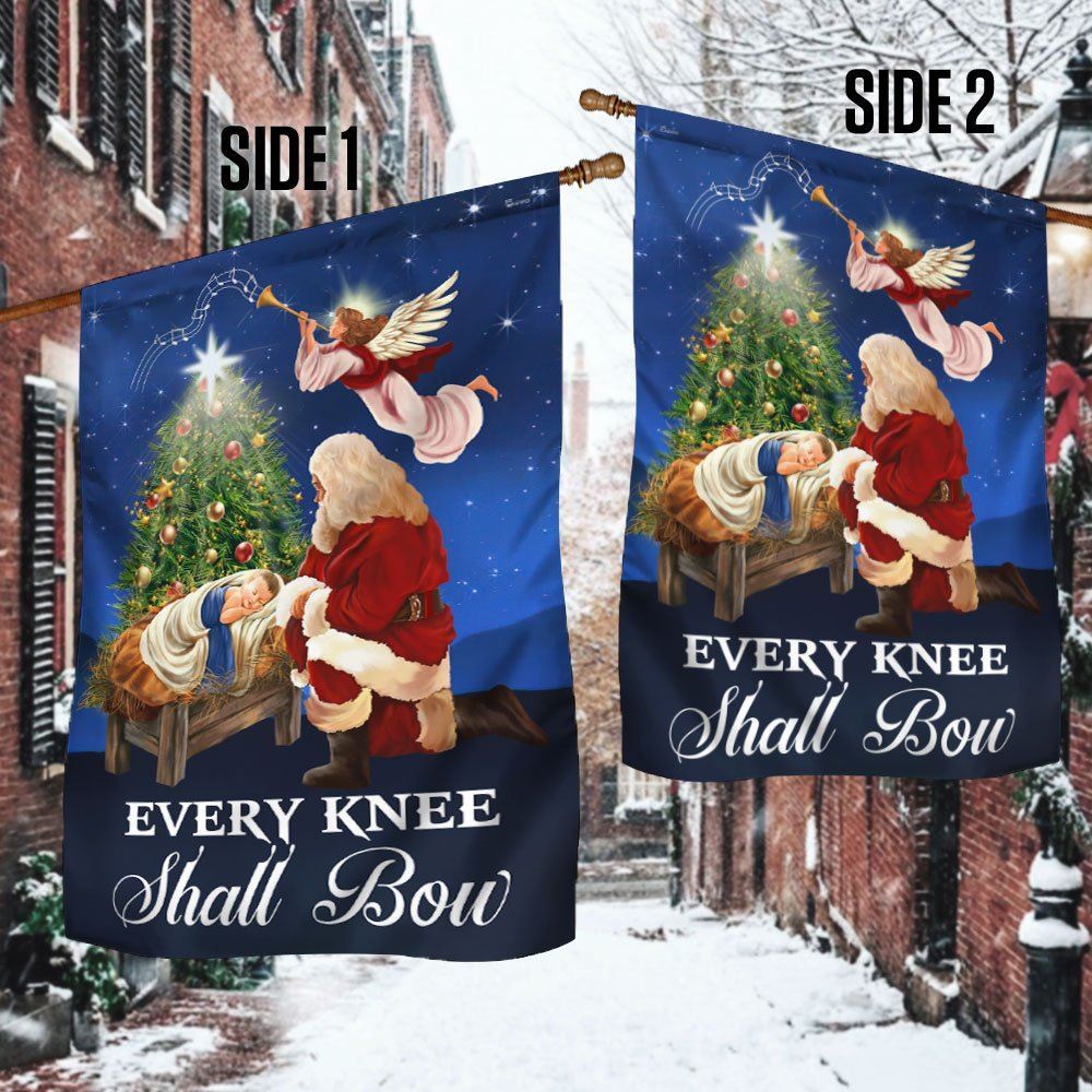 Baby Jesus Flag Every Knee Shall Bow Flag, Christian Christmas House Flag, Christmas Outdoor Decor Ideas