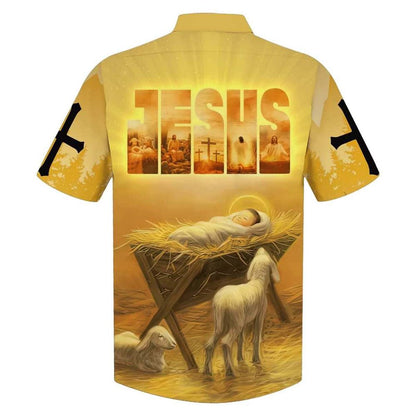 Baby Jesus In A Manger Christian Jesus Religious Hawaiian Shirt For Men, Christian Hawaiian Shirt, Gift For Christian