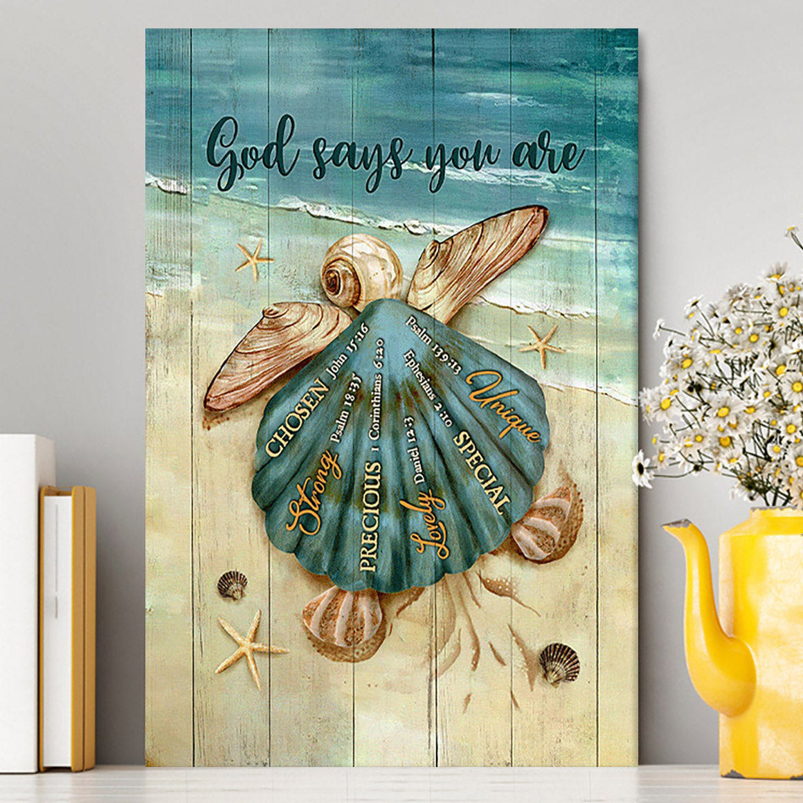 Baby Turtle God Says You Are Canvas Art - Bible Verse Wall Art - Christian Inspirational Wall Decor