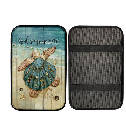 Baby Turtle God Says You Are Car Center Console Cover, Religious Car Armrest Accessories