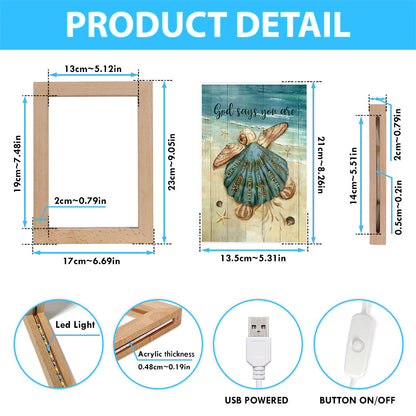 Baby Turtle God Says You Are Frame Lamp Art - Bible Verse Art - Christian Inspirational Decor