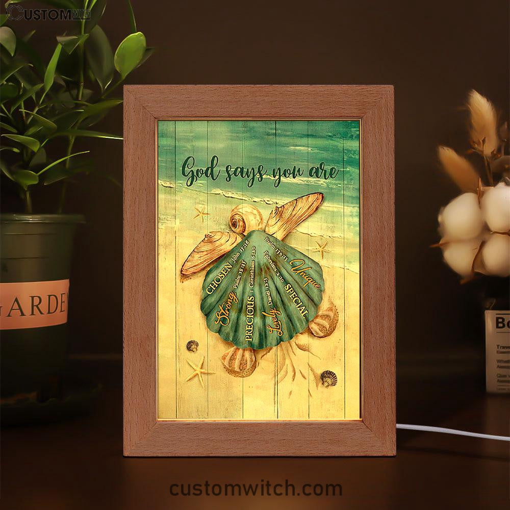 Baby Turtle God Says You Are Frame Lamp Art - Bible Verse Art - Christian Inspirational Decor