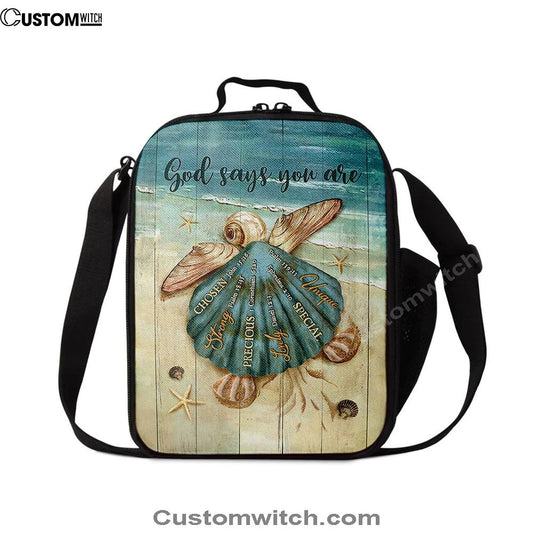 Baby Turtle God Says You Are Lunch Bag, Christian Lunch Bag For School, Picnic, Religious Lunch Bag