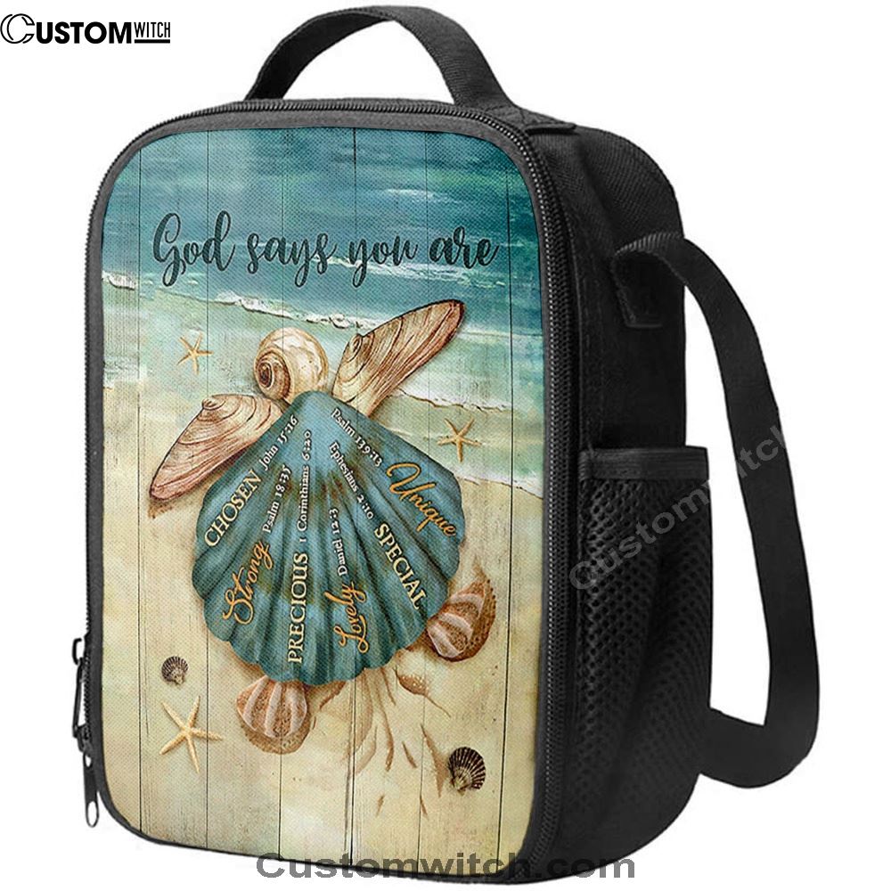 Baby Turtle God Says You Are Lunch Bag, Christian Lunch Bag For School, Picnic, Religious Lunch Bag