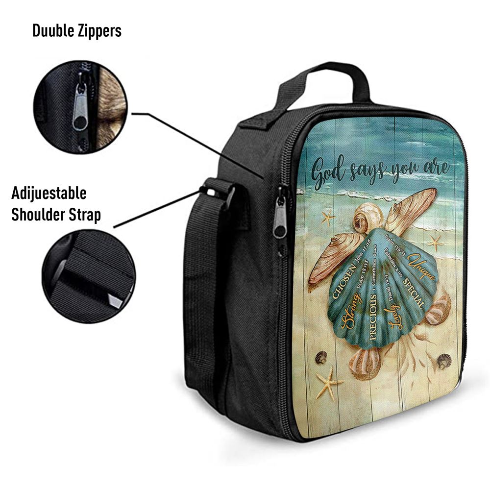 Baby Turtle God Says You Are Lunch Bag, Christian Lunch Bag For School, Picnic, Religious Lunch Bag