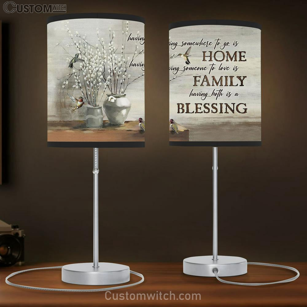 Baby White Flower Hummingbird Having Somewhere To Go Is Home Table Lamb Gift - Bible Verse Table Lamb - Religious Bedroom Decor