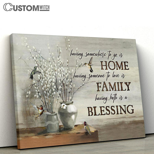 Baby White Flower Hummingbird Having Somewhere To Go Is Home Canvas Wall Art - Bible Verse Canvas - Religious Prints