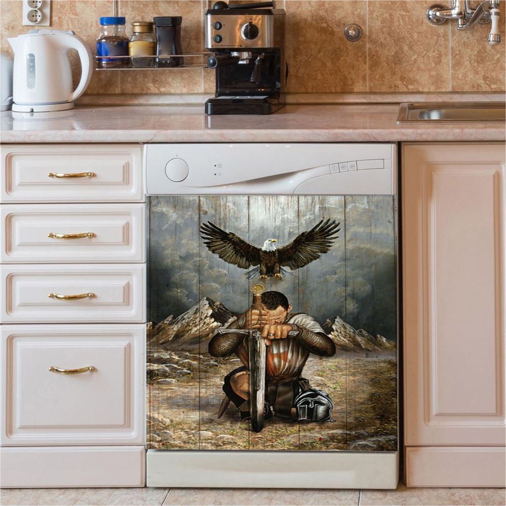 Bald Eagle Warrior Of Christ Dishwasher Cover, Christian Dishwasher Magnet Cover, Bible Verse Kitchen Decor