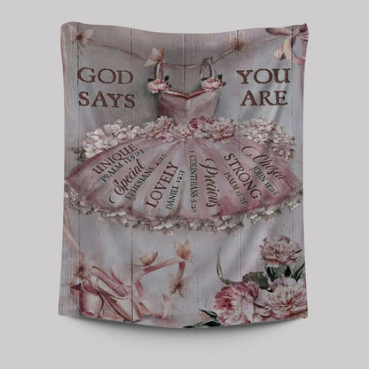 Ballet Drawing, Pretty Pink Dress, Lovely Peony, God Says You Are Tapestry