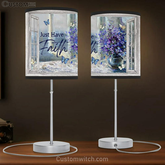 Balloon Flower, Crystal Vase, Butterfly, Just Have Faith Table Lamb