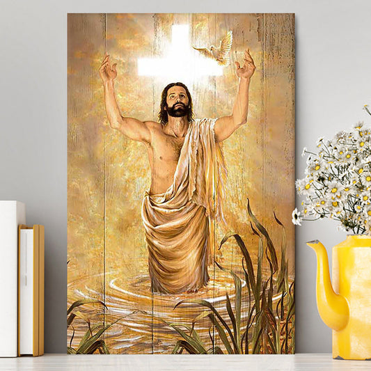 Baptism Of Jesus Dove Canvas Art - Bible Verse Wall Art - Christian Inspirational Wall Decor
