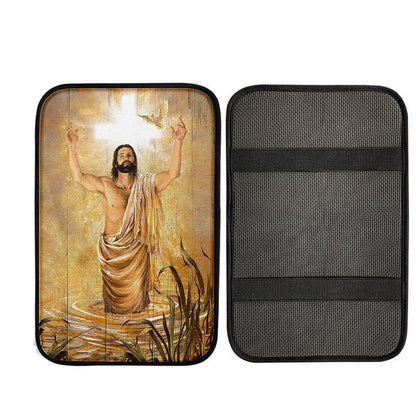Baptism Of Jesus Dove Car Center Console Cover, Christian Auto Armrest Cover