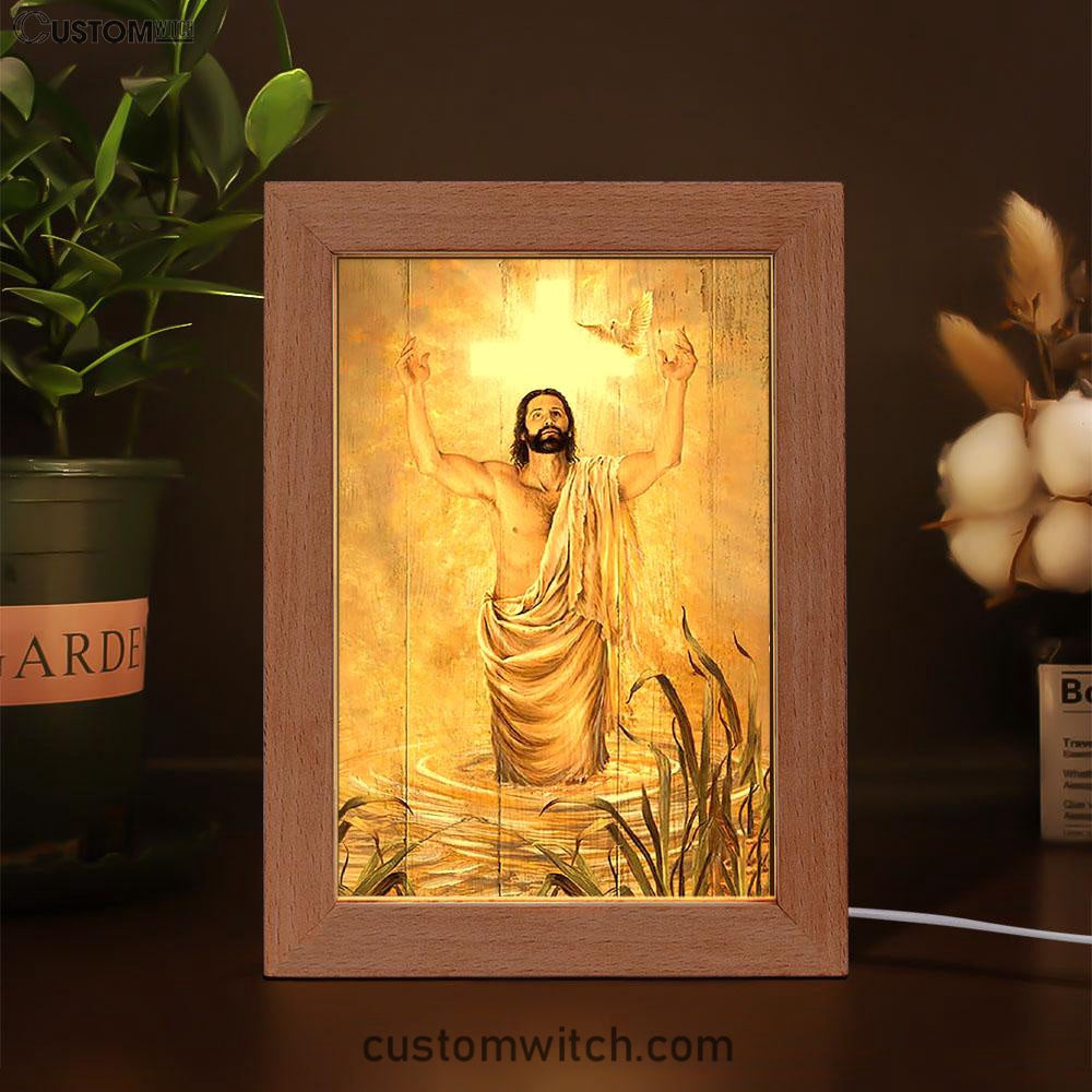 Baptism Of Jesus Dove Frame Lamp Art - Bible Verse Art - Christian Inspirational Decor