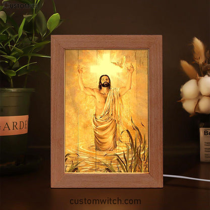 Baptism Of Jesus Dove Frame Lamp Art - Bible Verse Art - Christian Inspirational Decor