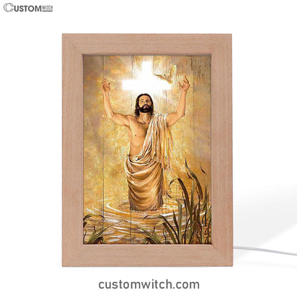Baptism Of Jesus Dove Frame Lamp Art - Bible Verse Art - Christian Inspirational Decor