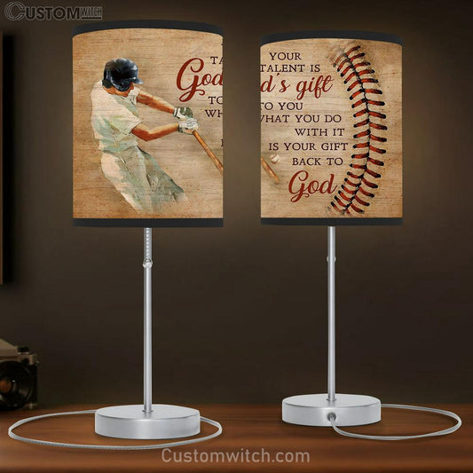 Baseball Bat Your Talent Is God's Gift To You Table Lamb Gift - Bible Verse Table Lamb - Religious Bedroom Decor