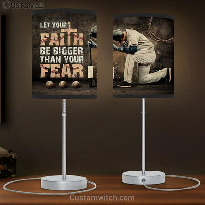 Baseball Let Your Faith Be Bigger Than Your Fear Table Lamb Gift - Bible Verse Table Lamb - Religious Bedroom Decor