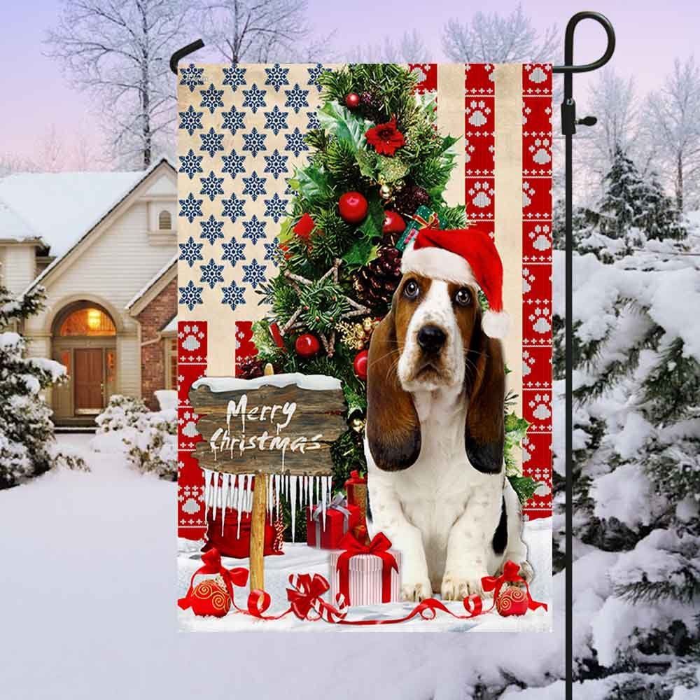 Basset Hound Christmas American Flag, Christmas Dog Garden Flag, Christmas Gifts For Pet, Christmas Outdoor Decor Ideas