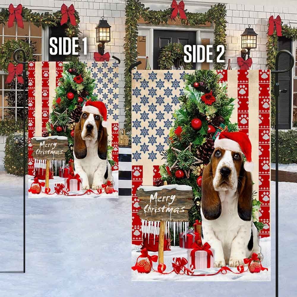 Basset Hound Christmas American Flag, Christmas Dog Garden Flag, Christmas Gifts For Pet, Christmas Outdoor Decor Ideas