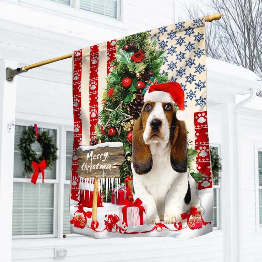 Basset Hound Christmas American Flag, Christmas Dog Garden Flag, Christmas Gifts For Pet, Christmas Outdoor Decor Ideas