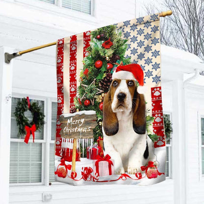 Basset Hound Christmas American Flag, Christmas Dog Garden Flag, Christmas Gifts For Pet, Christmas Outdoor Decor Ideas