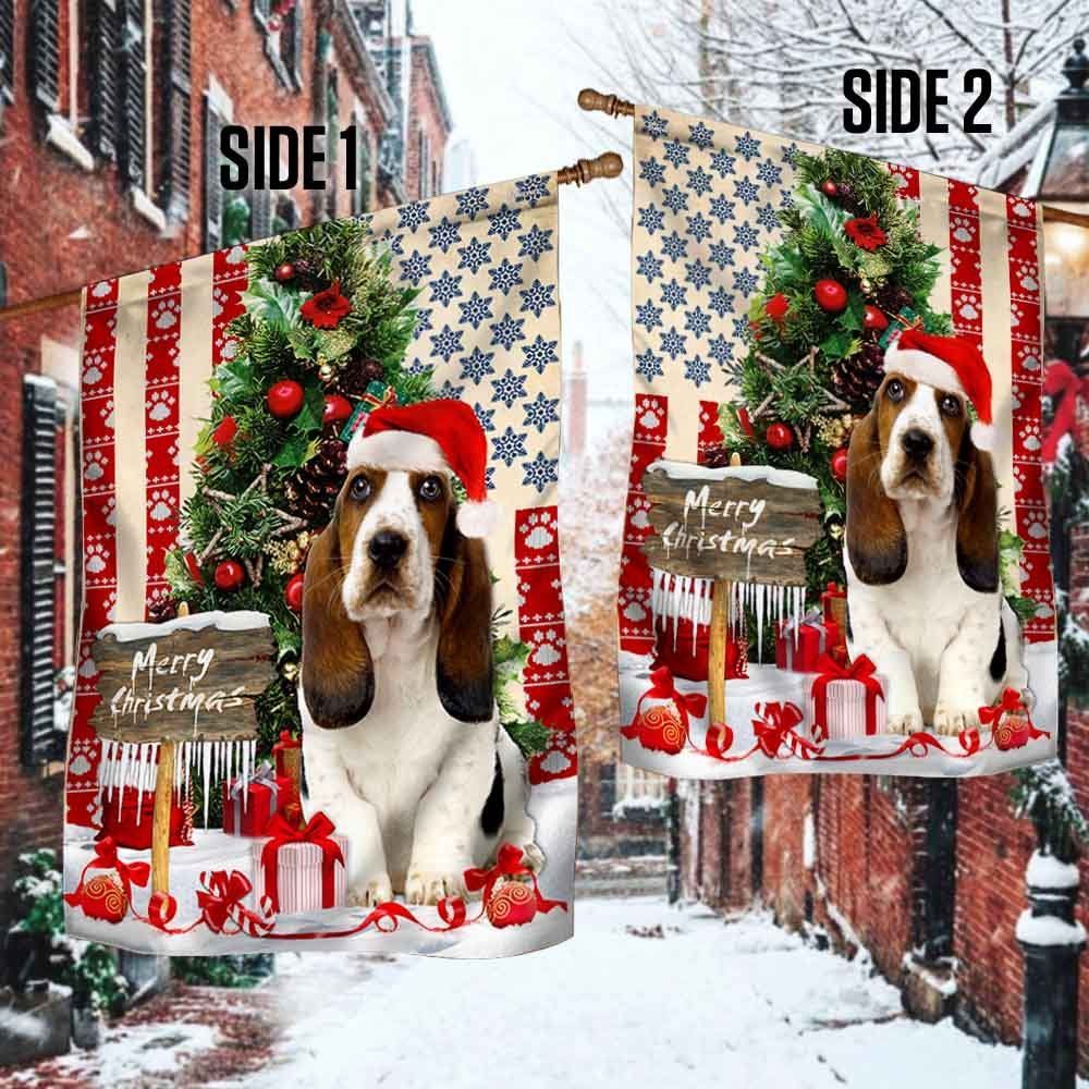 Basset Hound Christmas American Flag, Christmas Dog Garden Flag, Christmas Gifts For Pet, Christmas Outdoor Decor Ideas