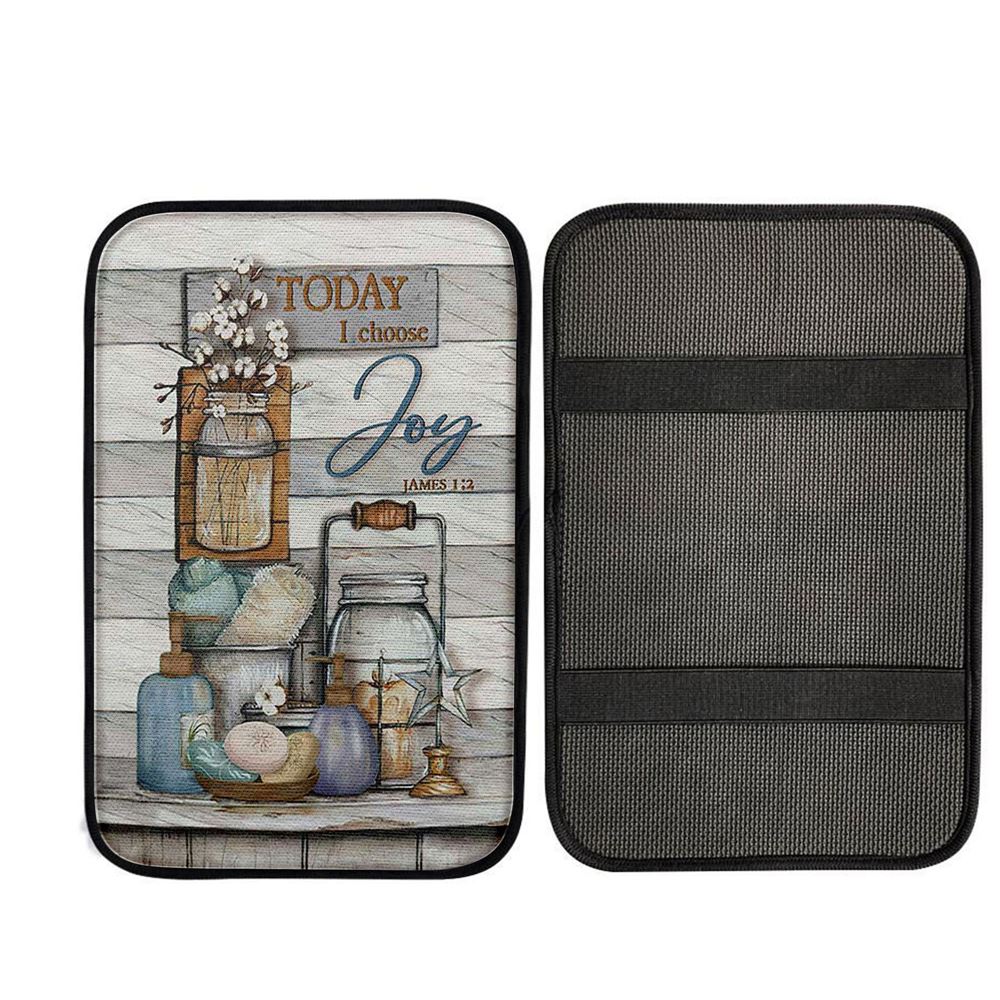 Bathroom Cotton Flower Today I Choose Joy Car Center Console Cover, Christian Auto Armrest Cover