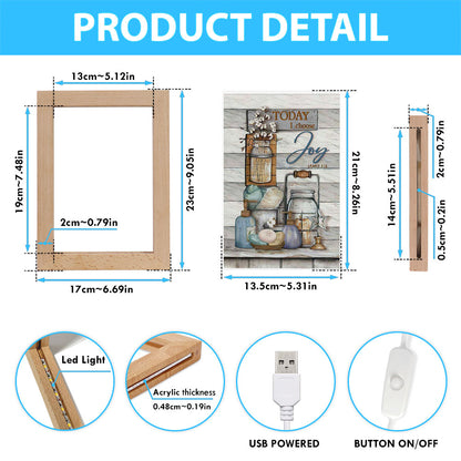 Bathroom Cotton Flower Today I Choose Joy Frame Lamp Art - Christian Night Light - Bible Verse Wooden Lamp
