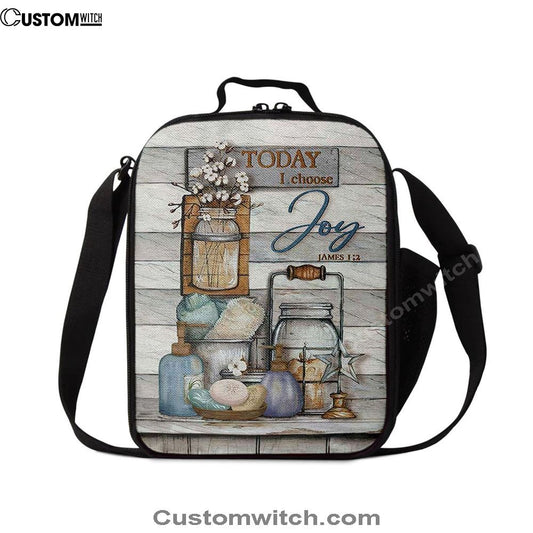 Bathroom Cotton Flower Today I Choose Joy Lunch Bag, Christian Lunch Bag For School, Picnic, Religious Lunch Bag