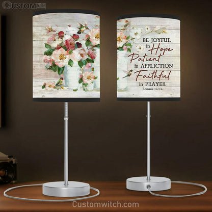 Be Joyful In Hope Flowers Hummingbird Table Lamb Gift - Bible Verse Table Lamb - Religious Bedroom Decor