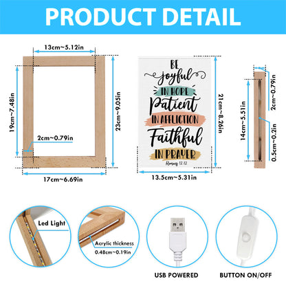 Be Joyful In Hope Patient In Affliction Faithful In Prayer Frame Lamp Prints - Bible Verse Decor - Scripture Art