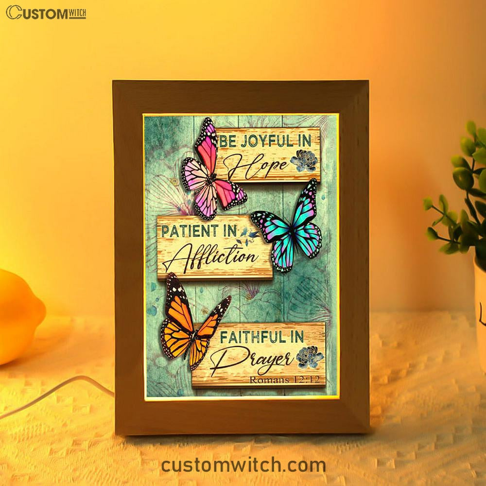 Be Joyful In Hope Romans 1212 Butterflies Christian Night Light - Bible Verse Decor - Scripture Art