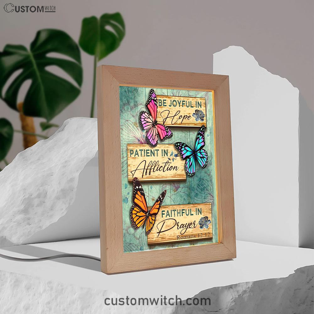 Be Joyful In Hope Romans 1212 Butterflies Christian Night Light - Bible Verse Decor - Scripture Art